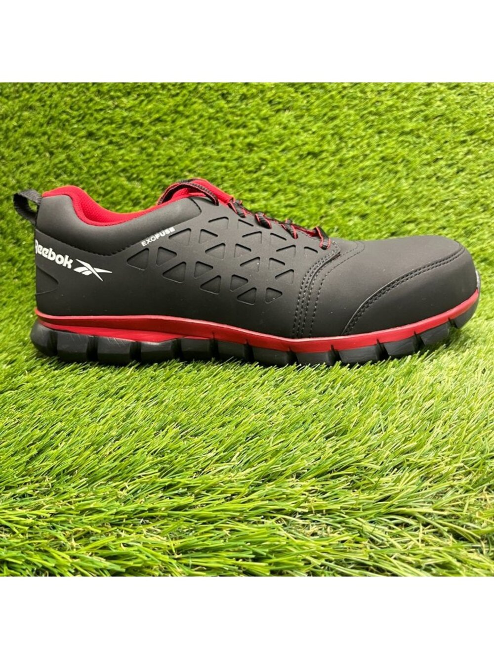 Reebok Sublite Cushion Mens Size 11.5 Black Red Composite Toe Safety Work Shoes